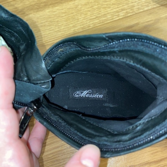 Messeca Black Leather Knee High Tiered Adjustable Heeled Boots 90's  (Size 6.5M) - Picture 8 of 14